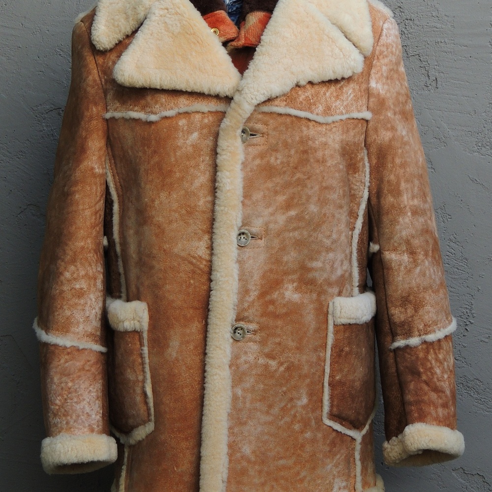 >ll==l> Real Sheepskin Shearling Fur Cowboy Coat